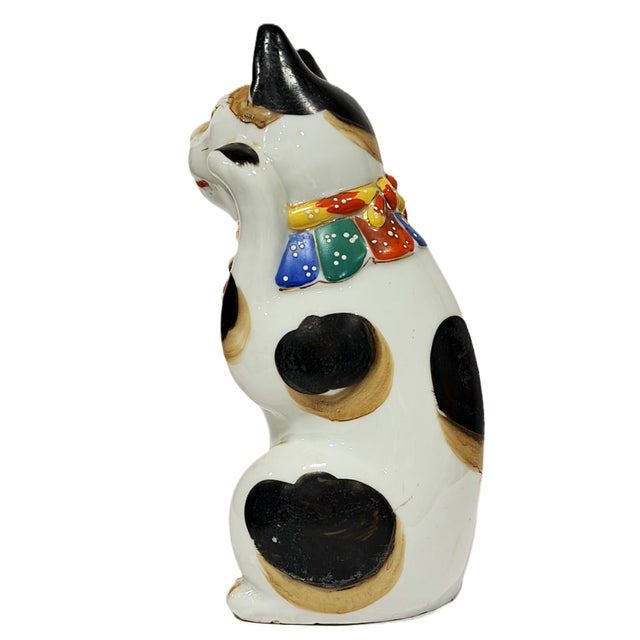 Ceramic Beckoning Cat Figurine For Sale - Image 7 of 15