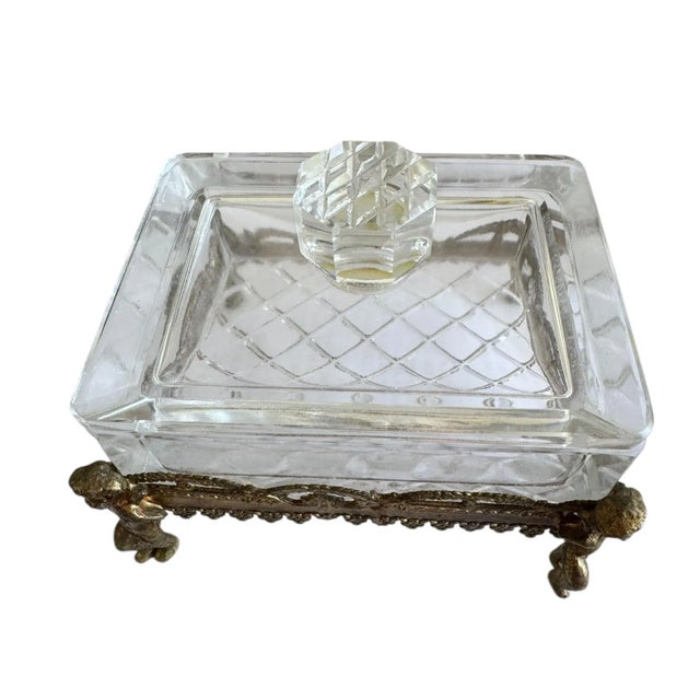 French Crystal and Bronze Dresser Box With Cherubs For Sale - Image 9 of 11