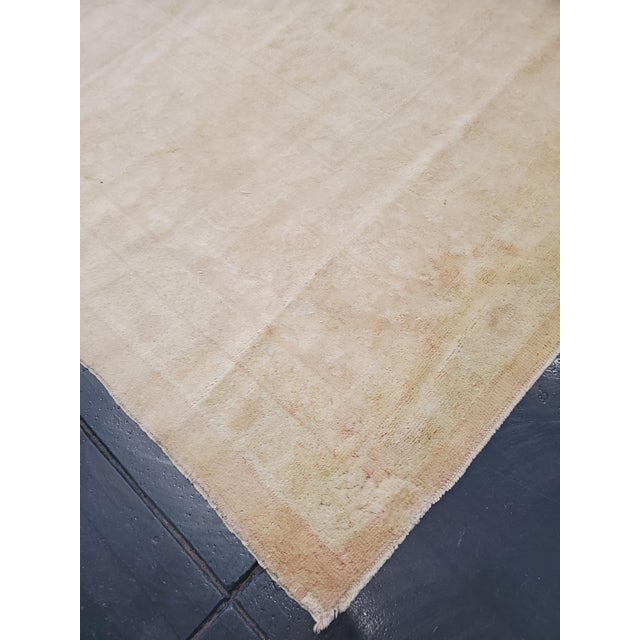 Textile Antique Oushak Carpet, Handmade Oriental Rug, Soft Taupe, Light Cream, Pale For Sale - Image 7 of 18