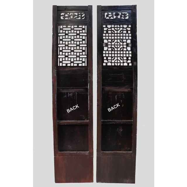 Wood Antique Handmade Handcarved Sliding Door Panels, Japan, 1920s, Set of 2 For Sale - Image 7 of 18