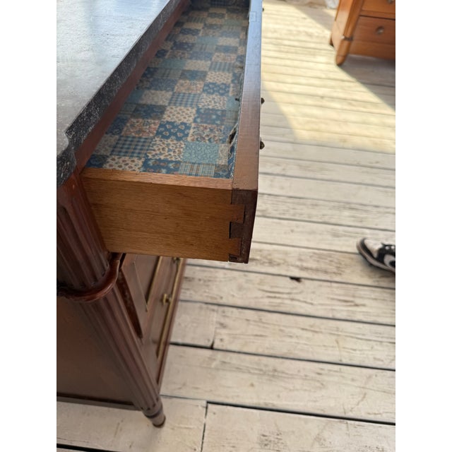 18th Century French Louis XVI Walnut Marble Top Chest of Drawer / Commodes For Sale - Image 11 of 12