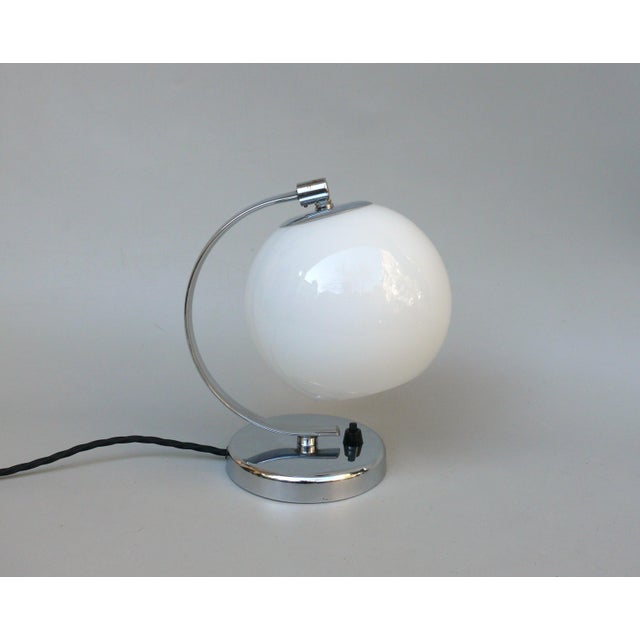 Vintage Art Deco Bedside Lamp with White Overlaid Glass Shade, Austria, 1930s For Sale - Image 18 of 18