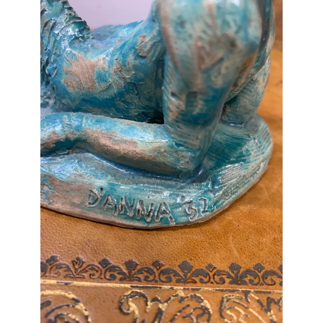 Pair of Signed 1932 Ceramic Glazed Faun Sculptures For Sale In Dallas - Image 6 of 12