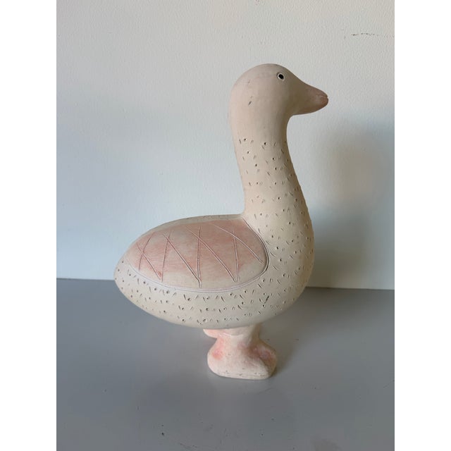 Vintage Handcrafted Ceramic Duck Sculpture in Soft Pink & Cream For Sale - Image 11 of 12