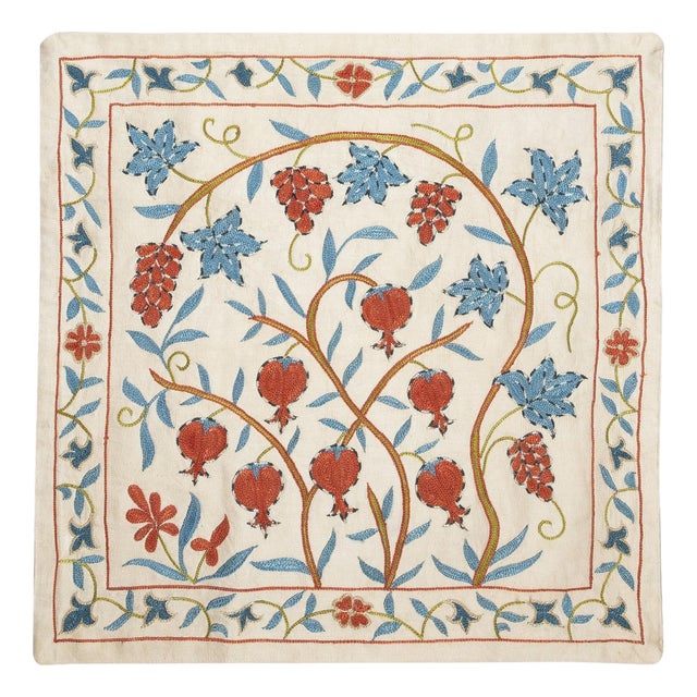 20"x20" 100% Silk Pillow. Handmade Cushion Cover. Embroidered Throw Pillow Cover For Sale