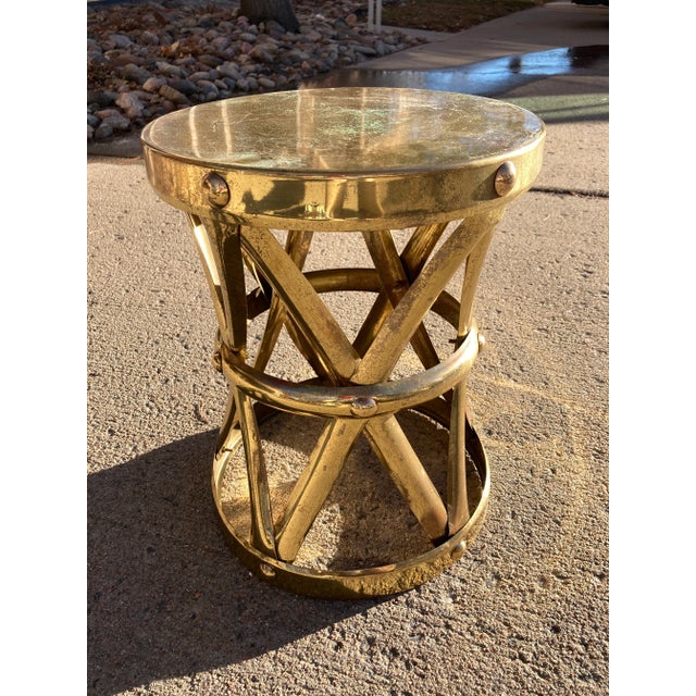 Brass X-Stool From Sarreid Ltd. Made in Hong Kong For Sale - Image 13 of 13