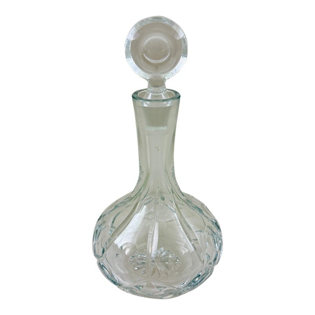 Vintage Cut Crystal Ship Captains Liquor Decanter For Sale