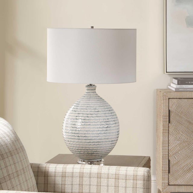 Modern Clary Horizontally Striped Table Lamp For Sale - Image 3 of 6