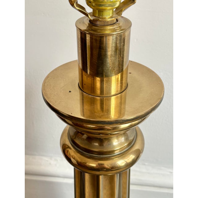 1970's Stiffel Brass Fluted Column Table Lamp For Sale - Image 10 of 11