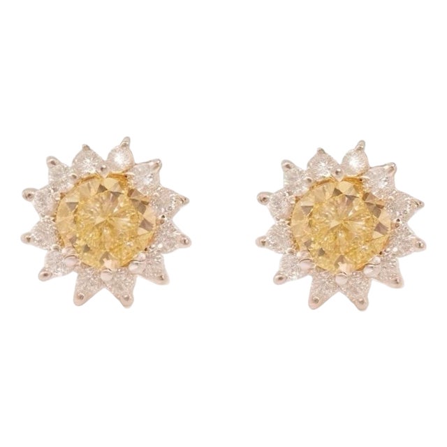 Natural Sapphire Diamond Stud Earrings 14k Yellow Gold 2 TCW Certified For Sale