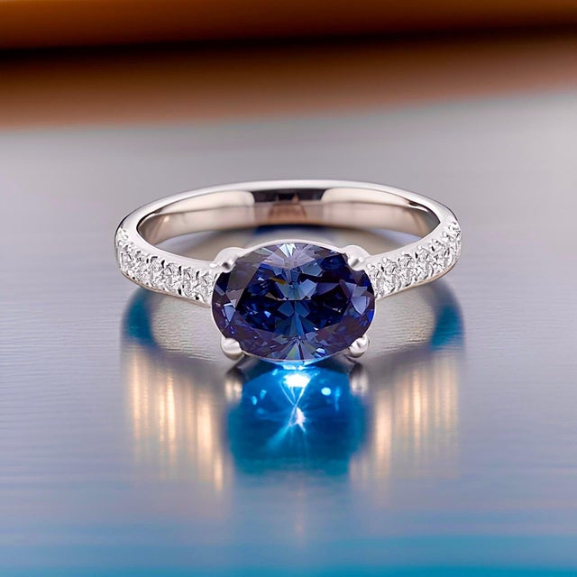 Natural Sapphire Diamond Ring 6.5 14k W Gold 3.15 TCW Certified For Sale - Image 12 of 14