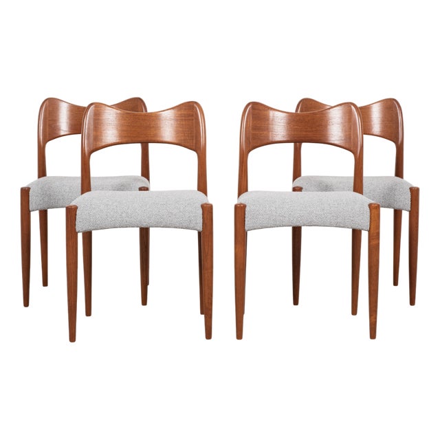 Midcentury Dining Chairs in Teak by Arne Hovmand Olsen for Mogens Kold, 1960s, Set of 4 For Sale