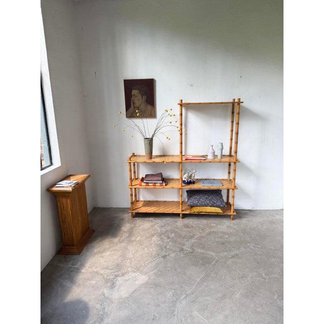 Brown Large Rattan Shelf, 1960 For Sale - Image 8 of 18