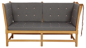 Spoke-Back Sofa in Gray Hallingdal Fabric by Børge Mogensen for Fritz Hansen, 1970s