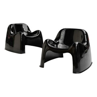 Toga Chairs in Black Fiberglass by Sergio Mazza for Artemide, 1980s, Set of 2 For Sale