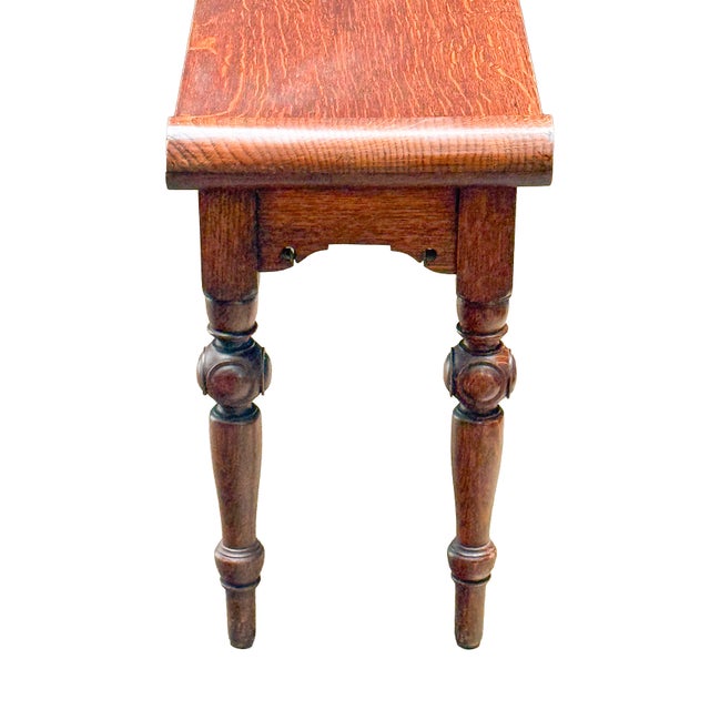 19th Century Arts and Crafts Hall Bench or Window Seat of Oak With Turned Legs From England For Sale - Image 5 of 8