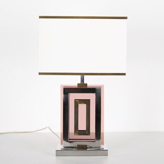 Mid-Century Modern Table Lamp in Acrylic Glass, Chrome and Brass by Romeo Rega, Italy, 1970s For Sale - Image 3 of 18