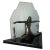 Chrome Art Deco Cleopatra lamp with Etched Glass Shade and black marble base. Minimal cosmetic damage on top of glass...