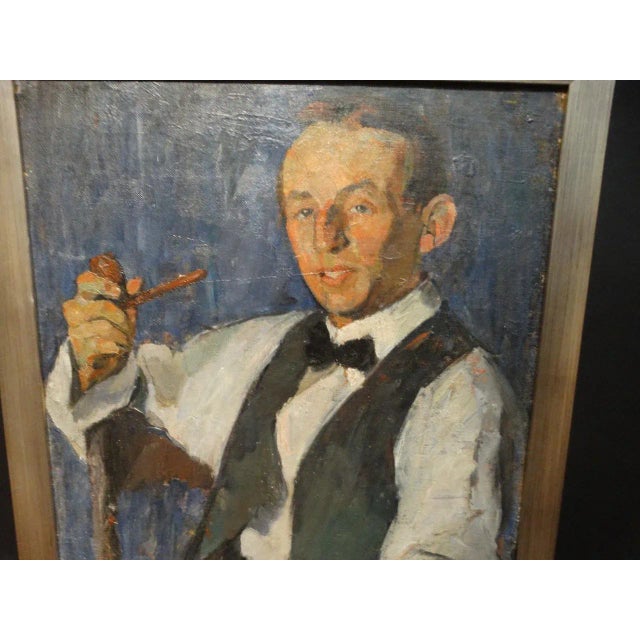 Ejnar Hansen, portrait of a young man with pipe, Circa 1928-1930. Born into poverty in Copenhagen, Denmark, Ejnar Hansen...