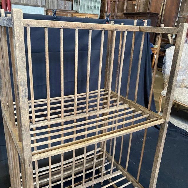 French Industrial Wood Bakers Rack on Casters For Sale In Portland, ME - Image 6 of 11