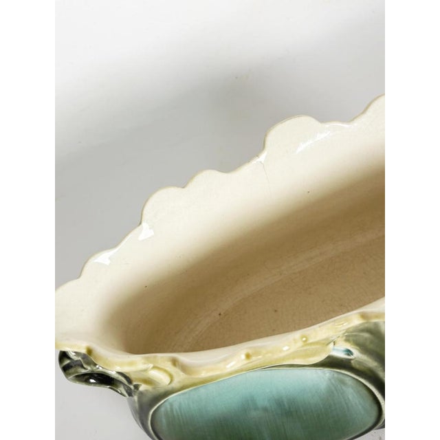 Blue Art Nouveau Majolica Cachepot with Green and Blue Floral Decorations, France For Sale - Image 8 of 18