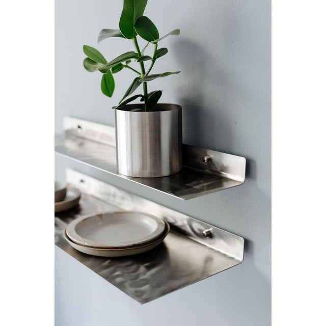Large Wall Shelf in Brushed Stainless Steel by Form & Eisen For Sale - Image 13 of 18