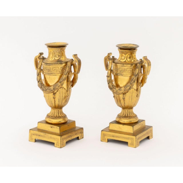 19th Century French Empire Bronze Candlestick-Cassolettes, 2 For Sale - Image 5 of 12