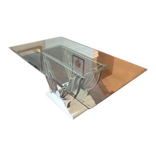1930s Art Deco Painted Iron “Butterfly” Dinning Table - Glass Top For Sale