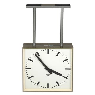 Large Double-Sided Railway Clock from Pragotron, 1980s For Sale