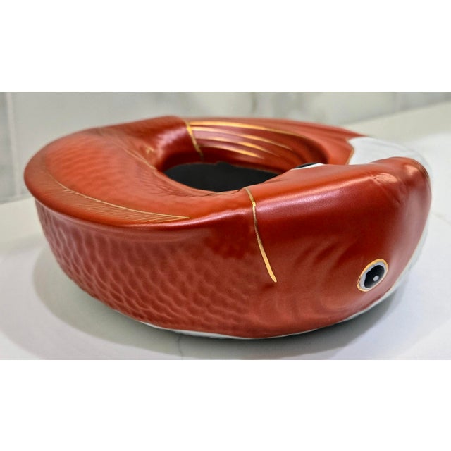 Vintage Neiman Marcus Japanese Porcelain Koi Fish Bowl Centerpiece For Sale In Dallas - Image 6 of 9