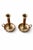 Mid-Century Modern Mid-Century Modern Brass and Wood Chamber Candlesticks with Ring Handle, 1950, Set of 2 For Sale - Image 3 of 8