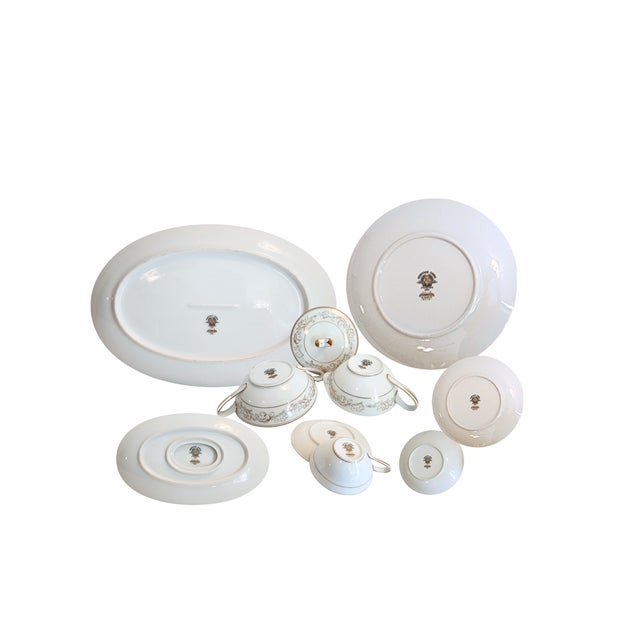 1950s Noritake Stanwyck 41 Piece China Set With Gold and Blue Floral Trim + Lagniappe – Luxe Entertaining For Sale - Image 12 of 13