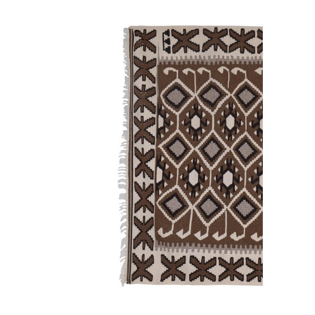 Vintage Turkish Kayseri Kilim Rug 3'10" X 4'7" For Sale - Image 4 of 13