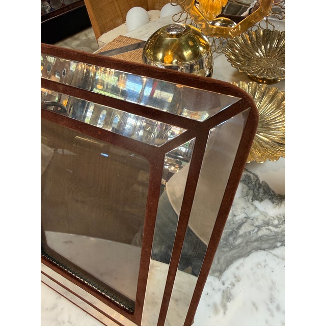 Italian Chrome and Burgundy Suede Picture Frame, 1970s For Sale - Image 4 of 9