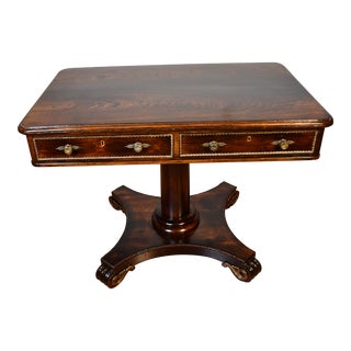 1890 Antique English Rosewood Applied Bronze Center Table / Sofa Table For Sale