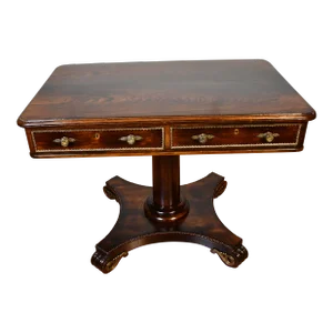 1890 Antique English Rosewood Applied Bronze Center Table / Sofa Table