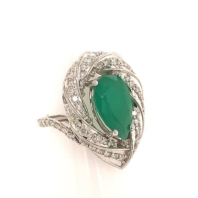Metal Natural Emerald Diamond Ring 14k Gold 6.1 TCW Certified For Sale - Image 7 of 12
