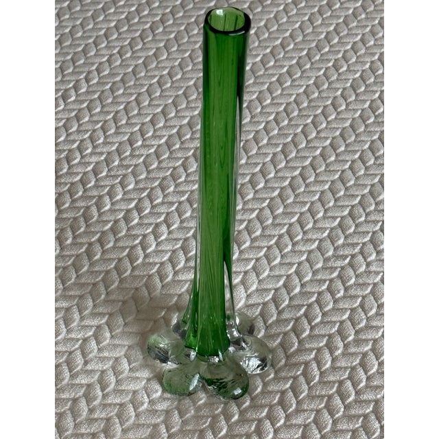 Exquisite Vintage Twist Stem French Vase Art Glass Flower Sleeve Circa 1950's For Sale - Image 11 of 12