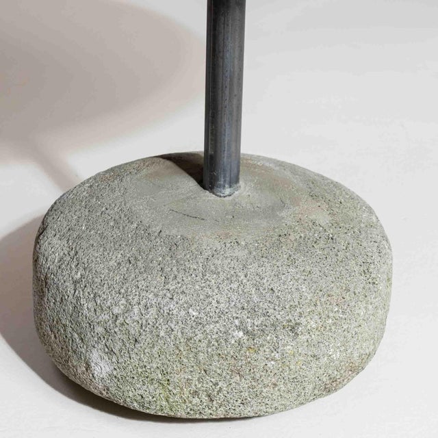 Modern 21st Century Poland Deep Charcoal Grey Round Stone-Base Side Table For Sale - Image 3 of 10
