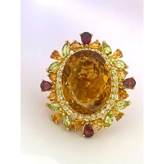 Bochic "Orient" Vintage Citrine, Peridot & Rhodolite Ring Set In 18K Gold & Silver For Sale - Image 10 of 18