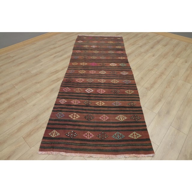 1950s Turkish Red Striped Kilim Rug For Sale - Image 13 of 13