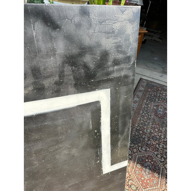 1990s Large Black and White Abstract Minimalism Painting on Canvas For Sale In Atlanta - Image 6 of 8