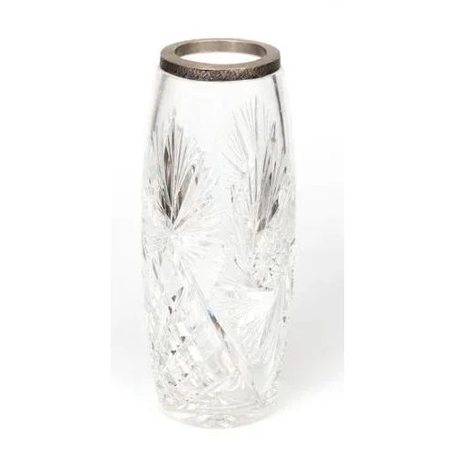Silver Crystal Vase with Silver Finish For Sale - Image 8 of 8