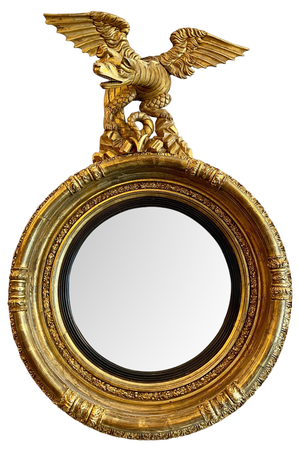 Antique English Regency Gilt Convex Mirror, 1810