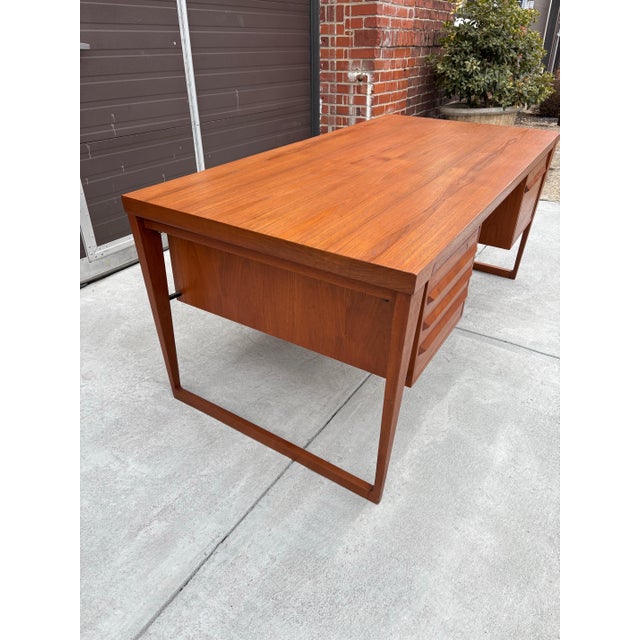 Brown Kai Kristiansen Executive Teak Desk Model 70 For Sale - Image 8 of 12