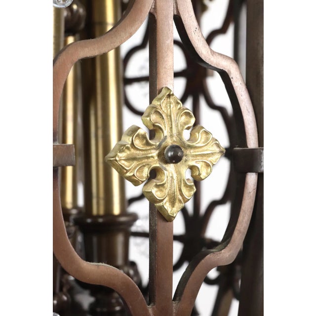 Early 20th Century Wrought Bronze Spanish Revival Pendant Light For Sale In New York - Image 6 of 12