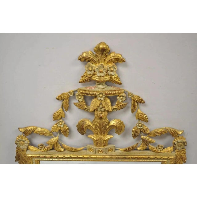 Gold Vintage Adam Style Italian Carved Gold Giltwood Leafy Scroll Console Wall Mirror For Sale - Image 8 of 11