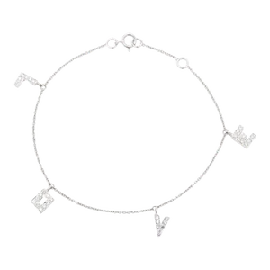 Vintage Love Initial Diamond Charm Bracelet in 18k White Gold