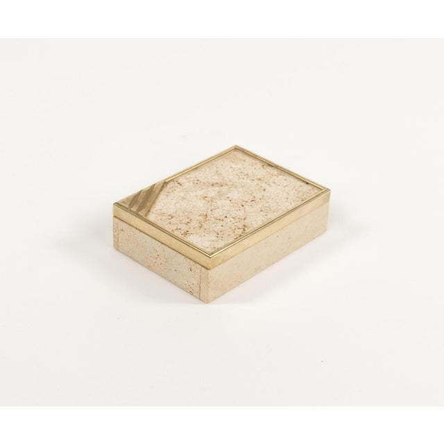 Midcentury Rectangular Box in Travertine and Brass by Enzo Mari, 1970s For Sale - Image 12 of 14