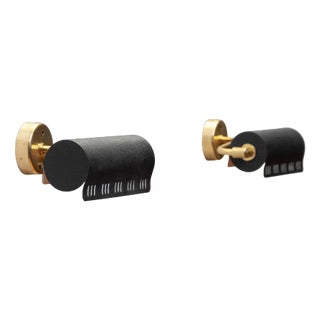 Model 8260 Black Wall Lights from Falkenbergs Belysning, Sweden, 1950s, Set of 2 For Sale
